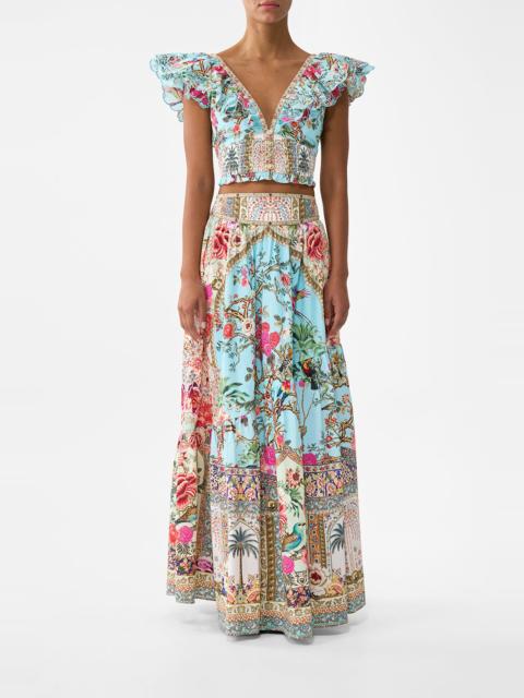 CAMILLA DEEP V-FRILL SHORT SLEEVE TOP