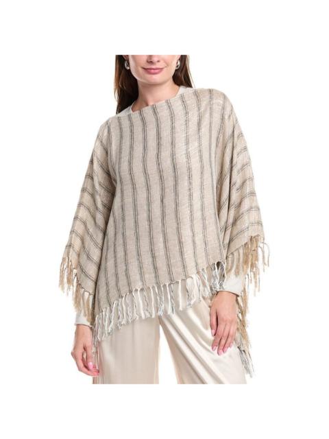 Brunello Cucinelli Brunello Cucinelli Women'S Beige Striped Poncho With Fringe, One Size