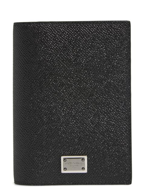 Dolce & Gabbana Dolce&Gabbana Logo Plaque Leather Passport Holder in Black at Nordstrom