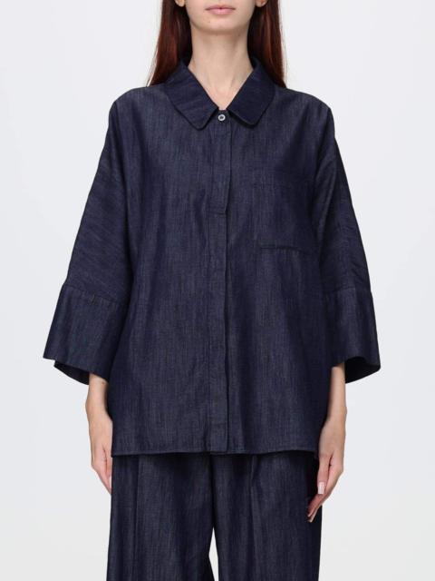 'S Max Mara Max Mara Women Relaxed Fit Cotton Denim Shirt Max Mara With Dropped Shoulders And Concealed Placket