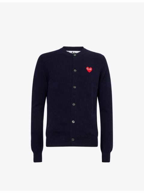 Comme des Garçons PLAY Heart-Embroidered Knitted Wool Cardigan