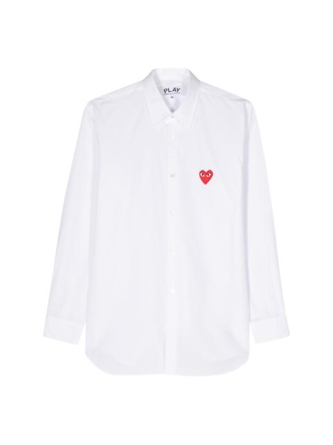 Comme des Garçons PLAY UNISEX LS SHIRT RED HEART - WHITE