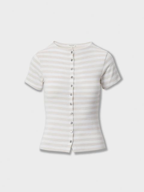 rag & bone The Knit Striped Button Tee