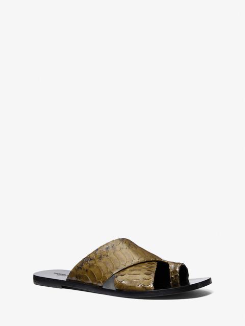MICHAEL KORS Mackenzie Snake Embossed Leather Sandal