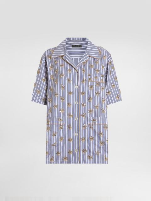 Dolce & Gabbana Poplin shirt with flower embroidery