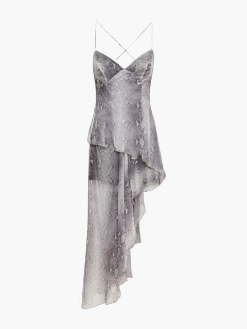 AMIRI Asymmetric snake-print silk-chiffon mini dress