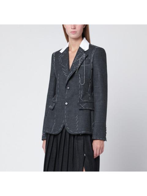 Moschino Moschino Grey Embroidered Wool Canvas Jacket Women