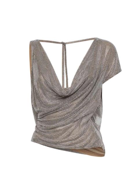 GIUSEPPE DI MORABITO Silver crystal asymmetric draped top