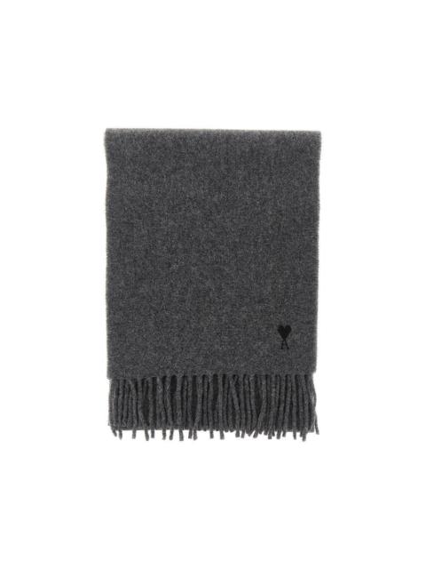 AMI Paris AMI DE COEUR EMBROIDERY WOOL SCARF