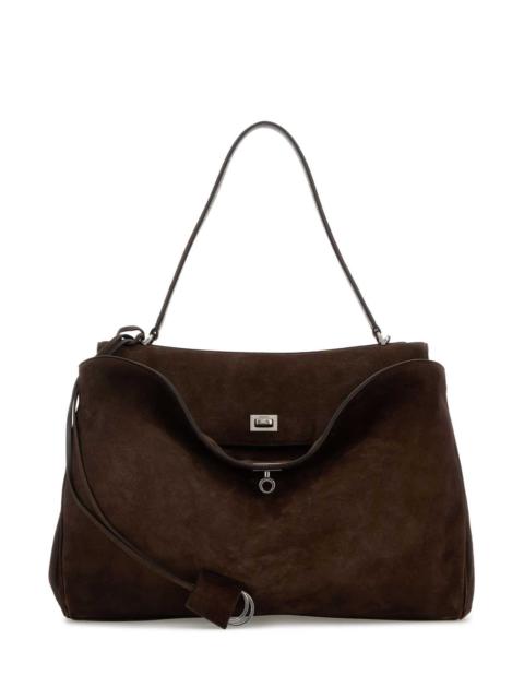 BALENCIAGA Balenciaga Men Dark Brown Suede Large Rodeo Handbag