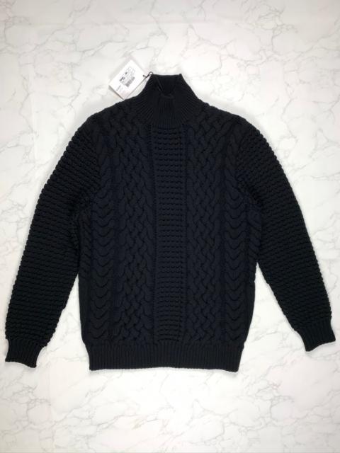 Balmain Balmain Black Wool Cable Knit Turtleneck