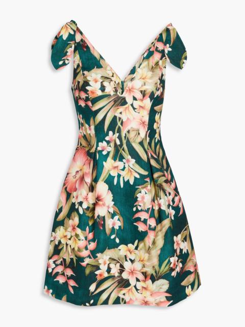 Zimmermann Lexi pleated floral-print linen mini dress