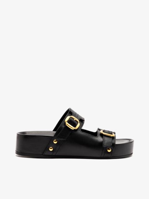 Larroudé Milan Flatform Sandal In Black Vegetale Leather