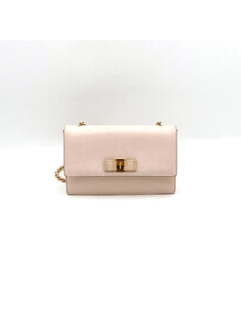 FERRAGAMO Ferragamo Baby Pink Saffiano Genie Crossbody Bag AU-21 / E480