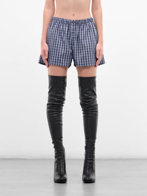VETEMENTS Blue Plaid Cotton Mini Shorts
