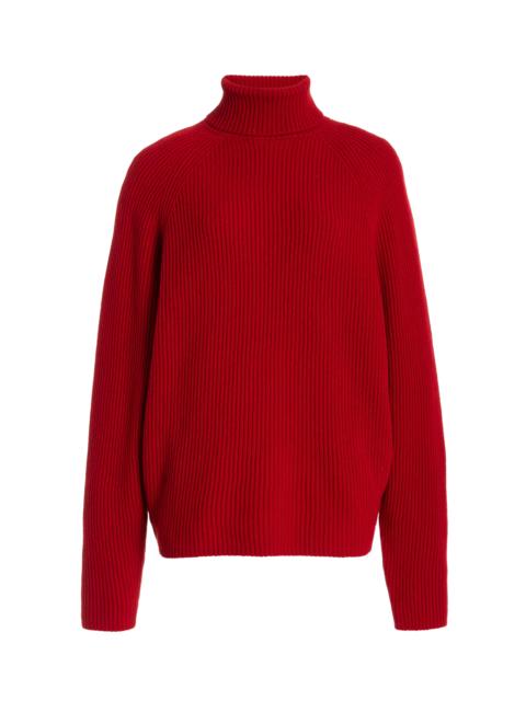 GABRIELA HEARST Wigman Knit Turtleneck Sweater in Scarlet Red Cashmere