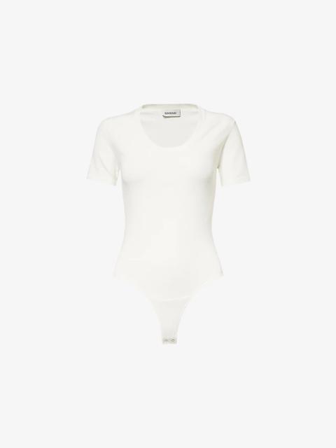 SIMKHAI Drew scoop-neck knit bodysuit