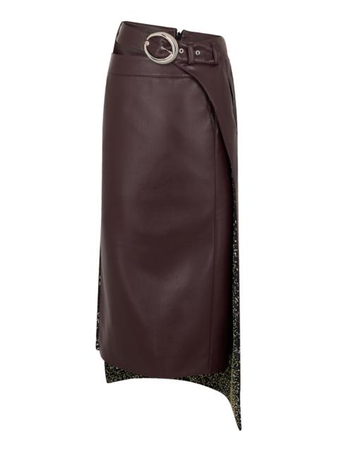 rabanne Asymmetric Faux-Leather Midi Sirt burgundy