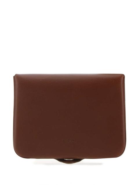 A.P.C. A.P.C. Men Brown Leather Card Holder
