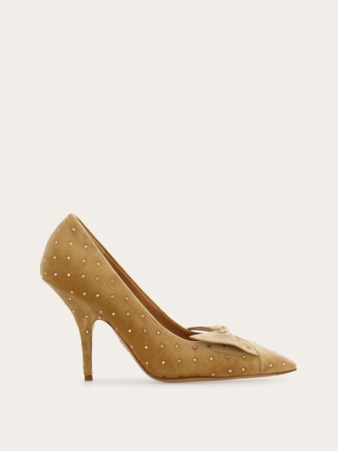 FERRAGAMO Mid heel pump with bow detail