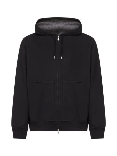 Brunello Cucinelli Brunello Cucinelli Men Black Double Fleece Zip-Up Hoodie