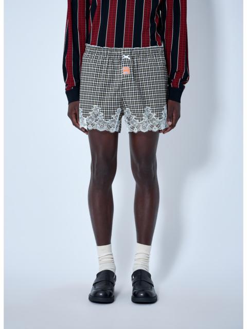 Martine Rose Martine Rose Men Lace Trim Checkered Shorts