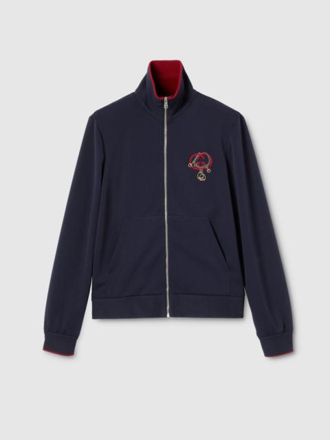 GUCCI Technical jersey zip jacket with embroidery