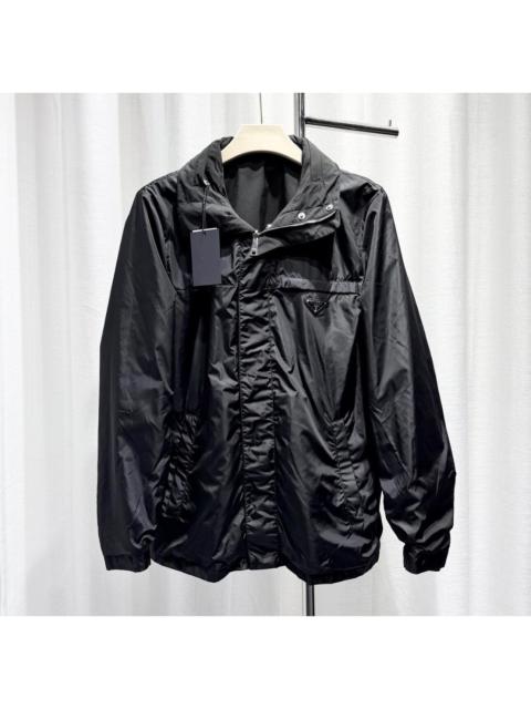 Prada Prada Reversible Hat Metallic Triangle Logo Zip Black Jacket