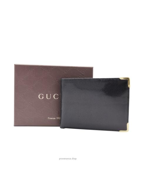 GUCCI Gucci Bifold Wallet - Black Lizard Leather