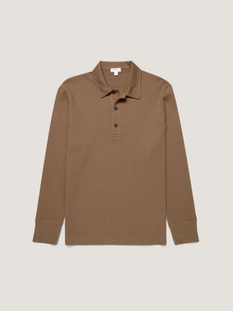 Sunspel Long Sleeve Cellulock Polo Shirt