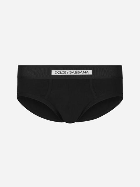Mid-rise briefs in two-way stretch cotton jersey