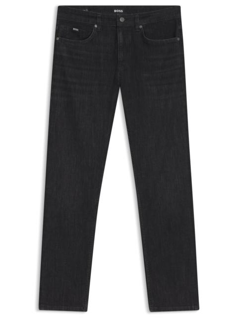 BOSS DELAWARE GREY SLIM-FIT JEANS IN WRINKLE-RESISTANT DENIM