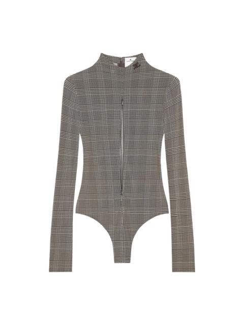 courrèges Drop Volcano Check Jersey Bodysuit