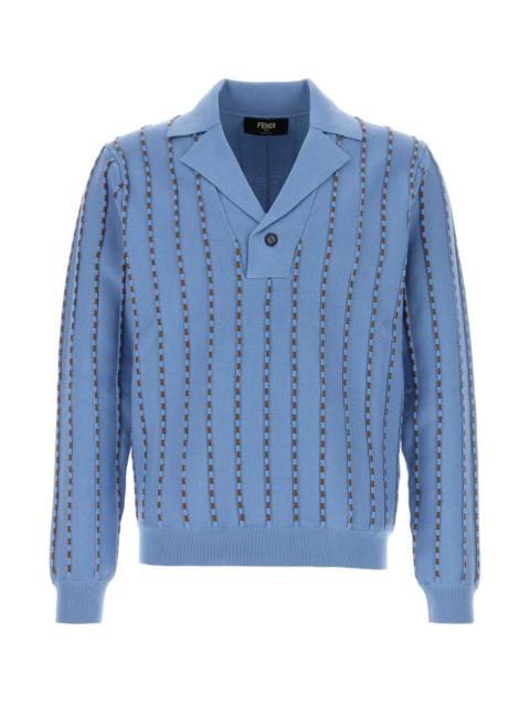 FENDI Fendi Men Cerulean Blue Cotton Polo Shirt