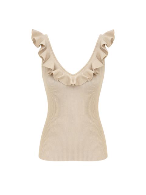 Zimmermann RHIANNON FRILL V-NECK TOP