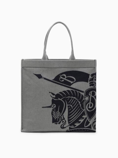 Burberry Medium Grey Canvas Tote Bag With Logo