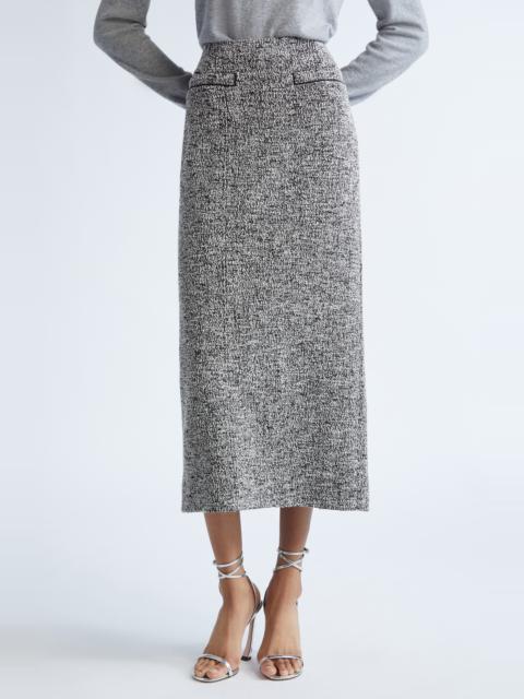 Oscar de la Renta Oscar de la Renta Bouclé Jersey Knit Pencil Skirt in Black/Ivory at Nordstrom