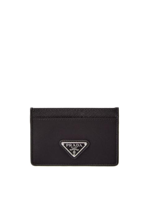 Prada Prada Logo Canvas & Saffiano Leather Card Case