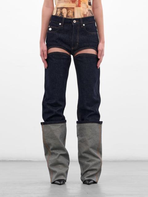 Jean Paul Gaultier Indigo Denim Cut-Out Elongated Jeans