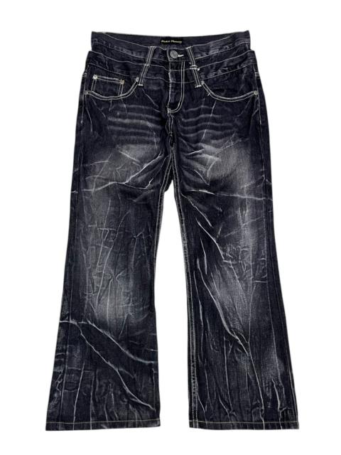 Other Designers Tornado Mart - Rare NYLAUS Clawmark Grunge Denim Double Waist Japan