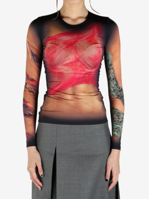 MARINE SERRE - Women Recycled Draped Statue Jersey SS Crewneck Top