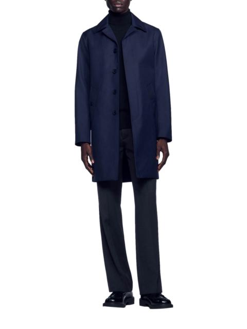 Sandro SANDRO Waterproof technical fabric coat in Navy Blue at Nordstrom