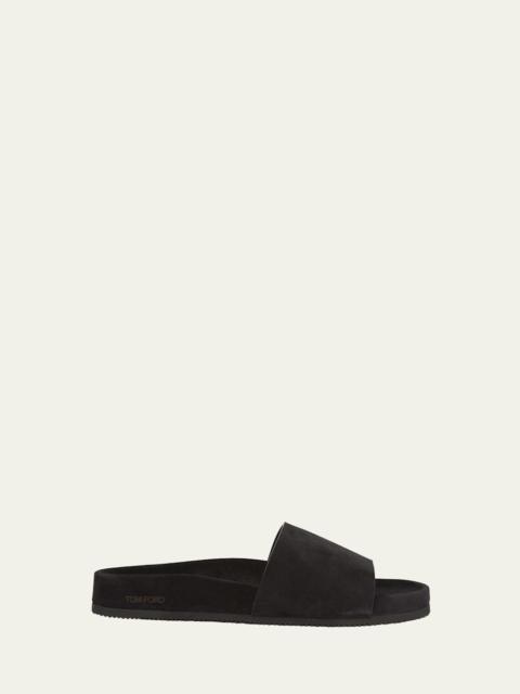 TOM FORD Men's Wicklow Perforated Suede Slides