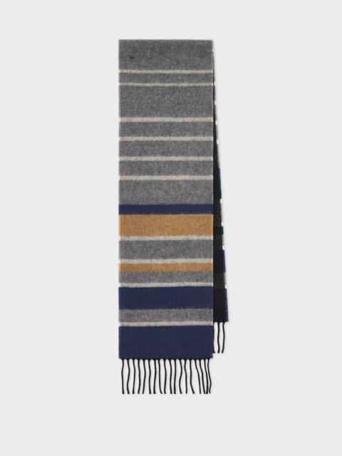 Paul Smith Grey Merino-Cashmere Stripe Scarf