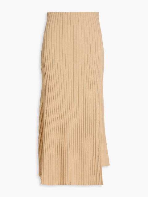 BY MALENE BIRGER Cassila wrap-effect ribbed merino wool midi skirt