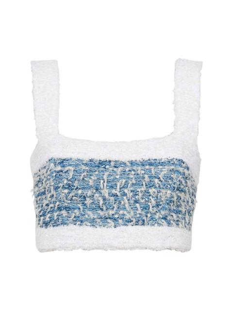 Balmain denim tweed crop top