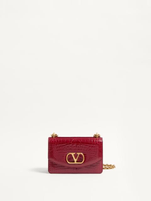 Valentino VALENTINO GARAVANI VAIN SMALL SHOULDER BAG IN CROCODILE LEATHER