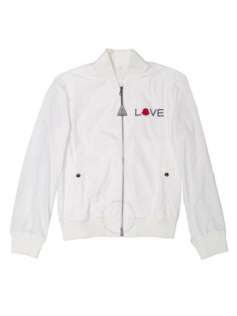 Moncler White Love Embroidery Bomber Jacket