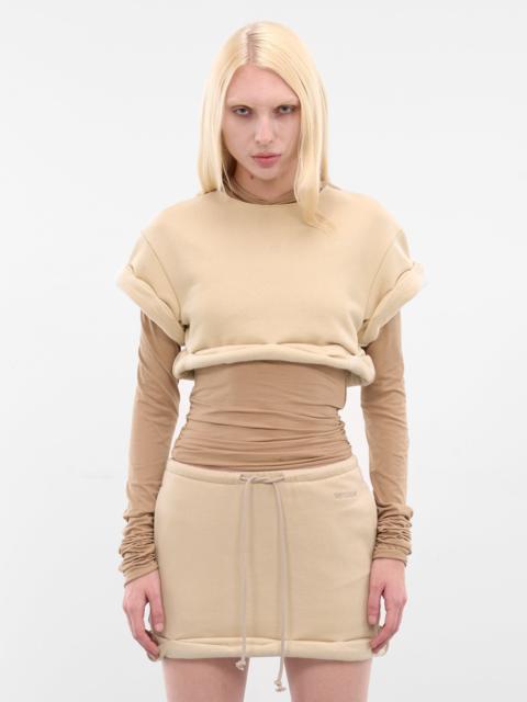 We11done Beige Layered Rolled-Up Hoodie
