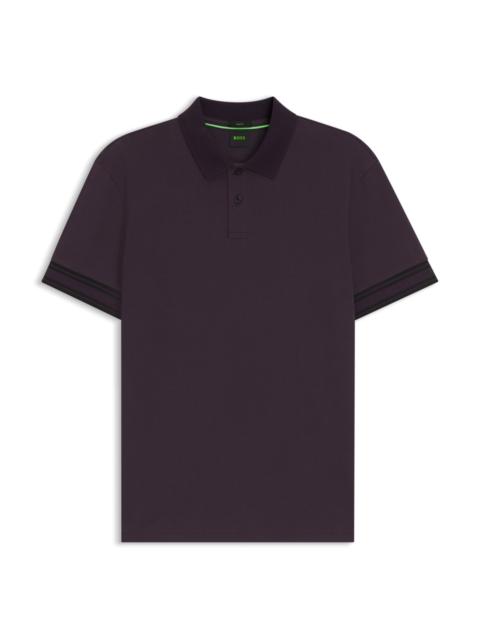 BOSS SLIM-FIT POLO SHIRT IN COTTON WITH STRIPED COLLAR